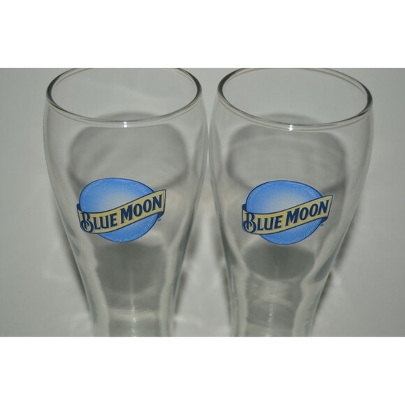 Minty Large BLUE MOON 9" Tall Beer Bar Glass Lot of 2 - Picture 2 of 3